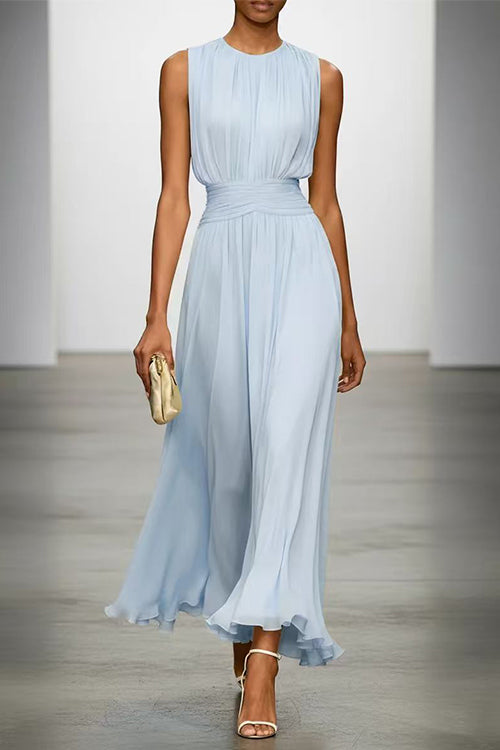 Ella | Fitted Crew Neck Maxi Dress with Back Zipper