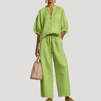 Women's Puff Sleeve Linen Set
