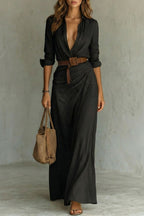 Azura | Button-Down Wrap Belted Maxi Dress