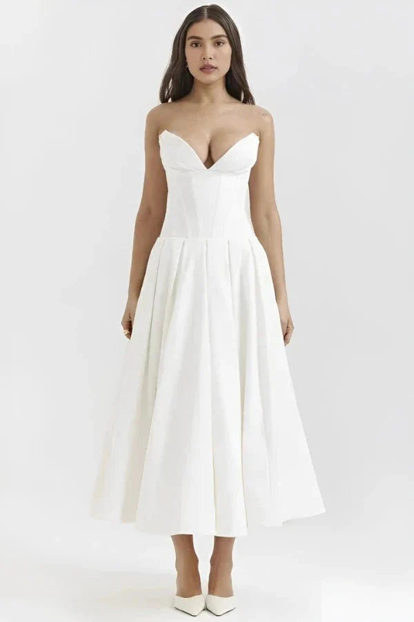 Laarni Off Shoulder Corset Midi Dress