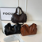 Women's Vegan Leather Zip Shoulder Bag
