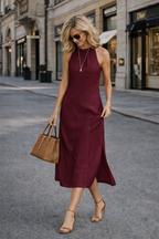 Johanna - Sleeveless Midi Dress Lace Details