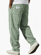 Men's Corduroy Straight Leg Trousers – Elastic Waist