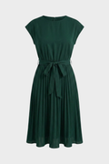 Women's Belted Pleated Midi Dress