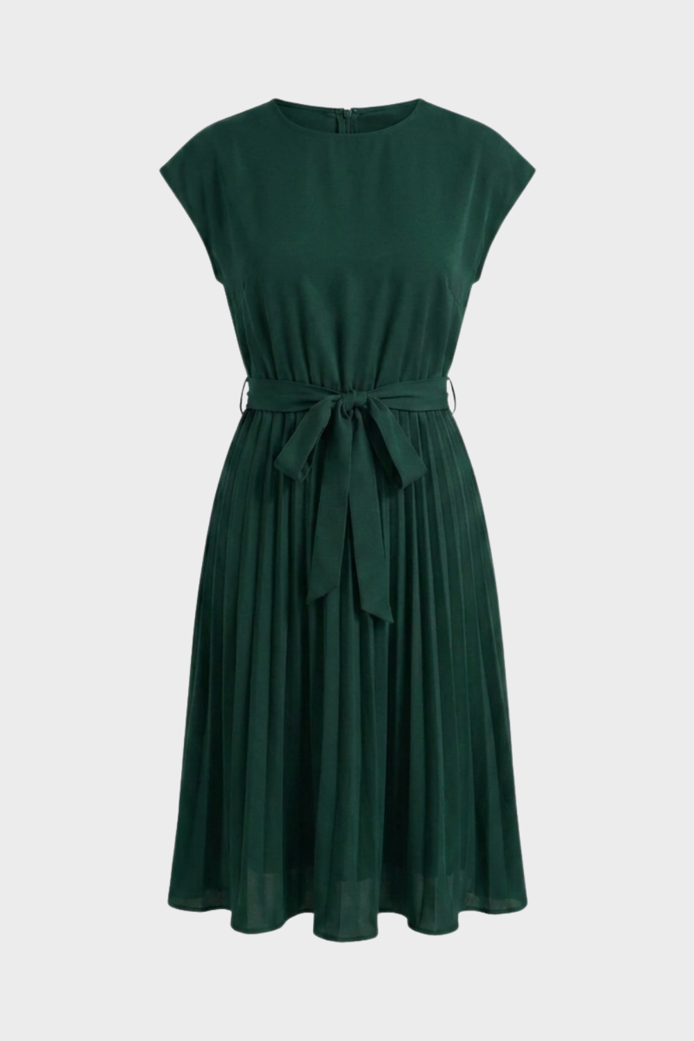 Women's Belted Pleated Midi Dress