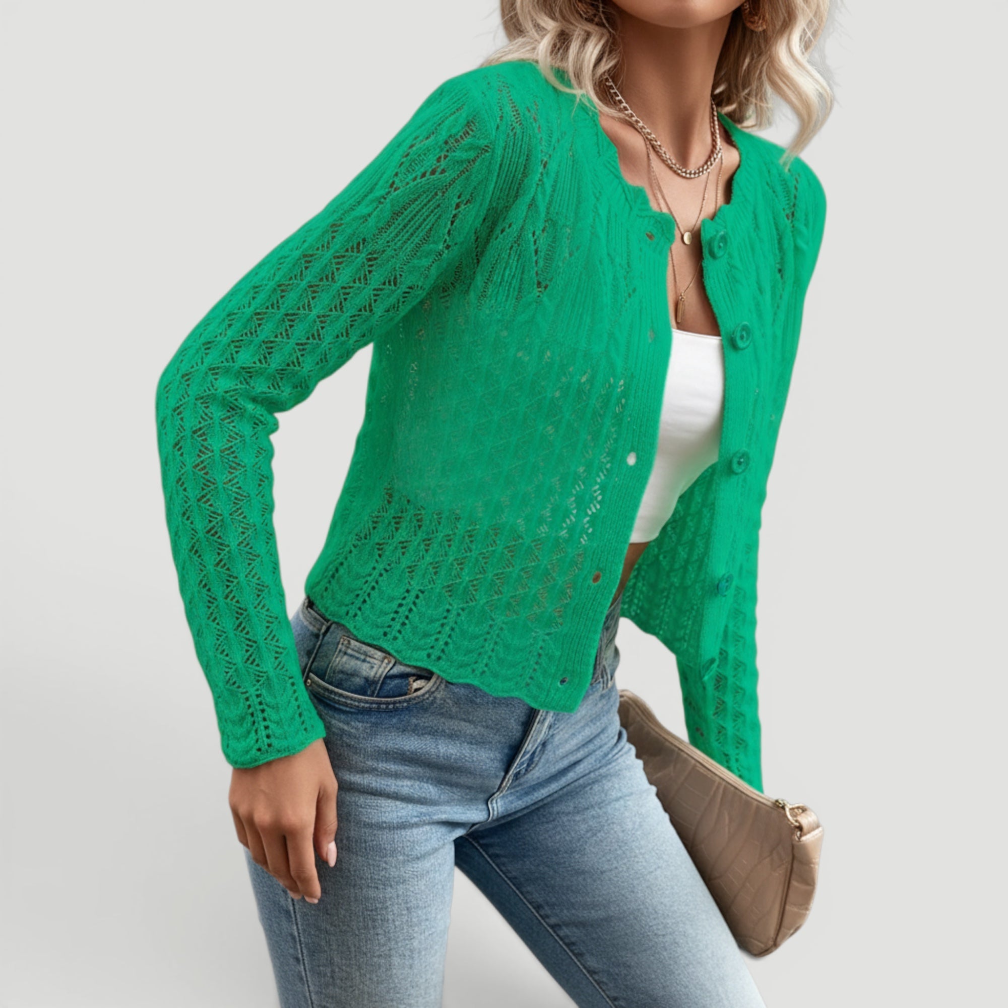 Women's Lightweight Open Knit Cardigan