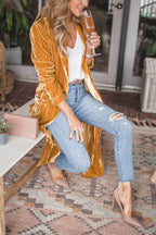Women's Velvet Kimono Coat – Mandarin Collar