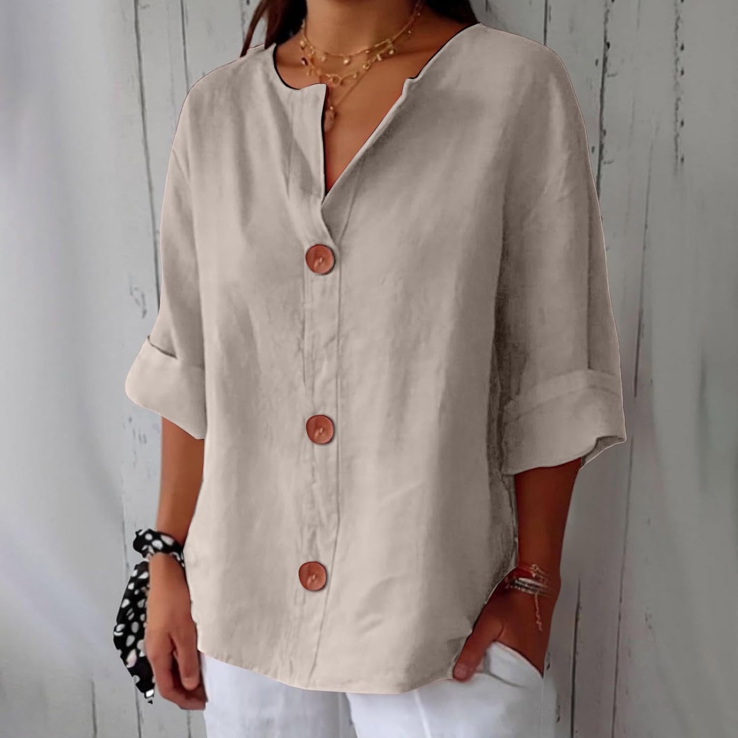 Women's Cotton Linen Relaxed Fit Blouse