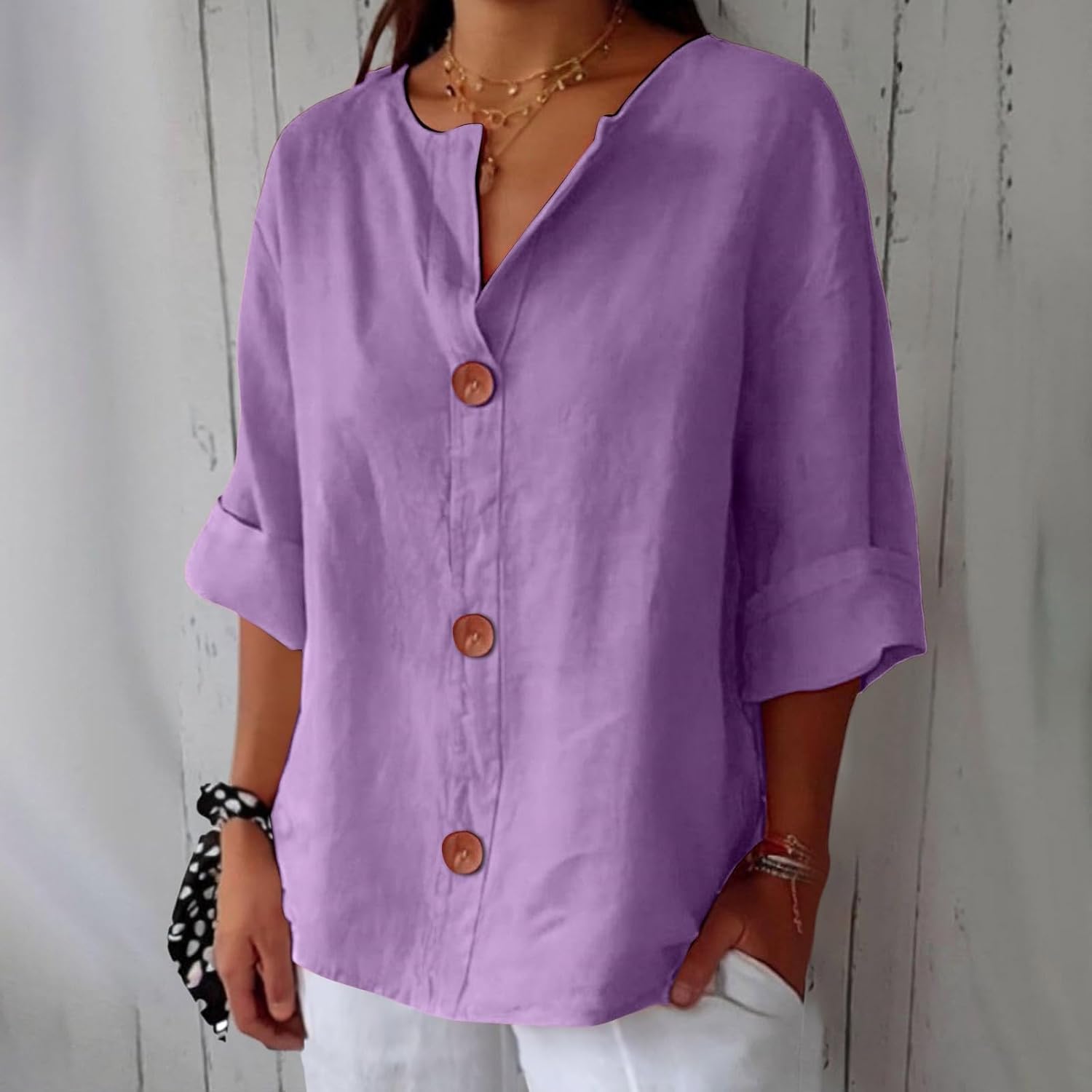 Women's Cotton Linen Relaxed Fit Blouse