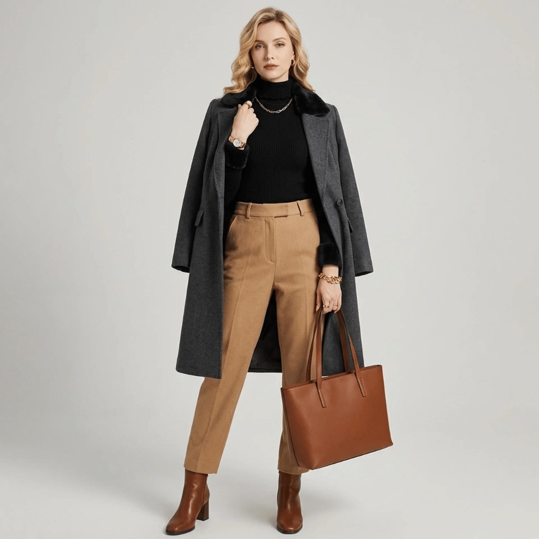 Olivia | Fleece Lined Ribbed High Neck Jumper