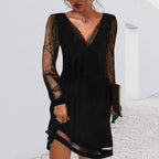 Matilda Lace V-Neck Long Sleeve Mini Dress