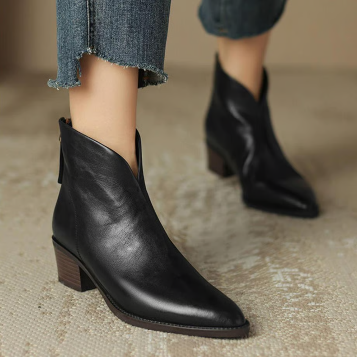 Camille Luxury Ankle Boots with Low Heels