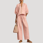 Women's Puff Sleeve Linen Set