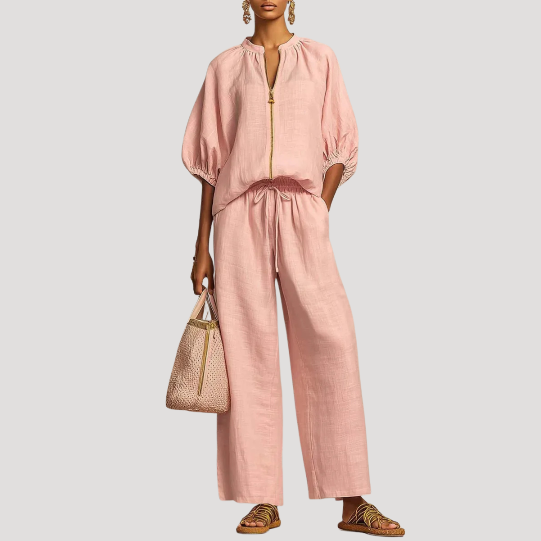 Women's Puff Sleeve Linen Set