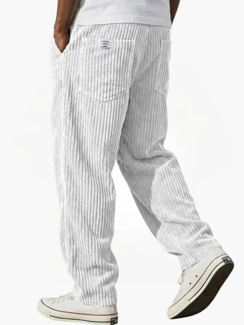 Men's Corduroy Straight Leg Trousers – Elastic Waist