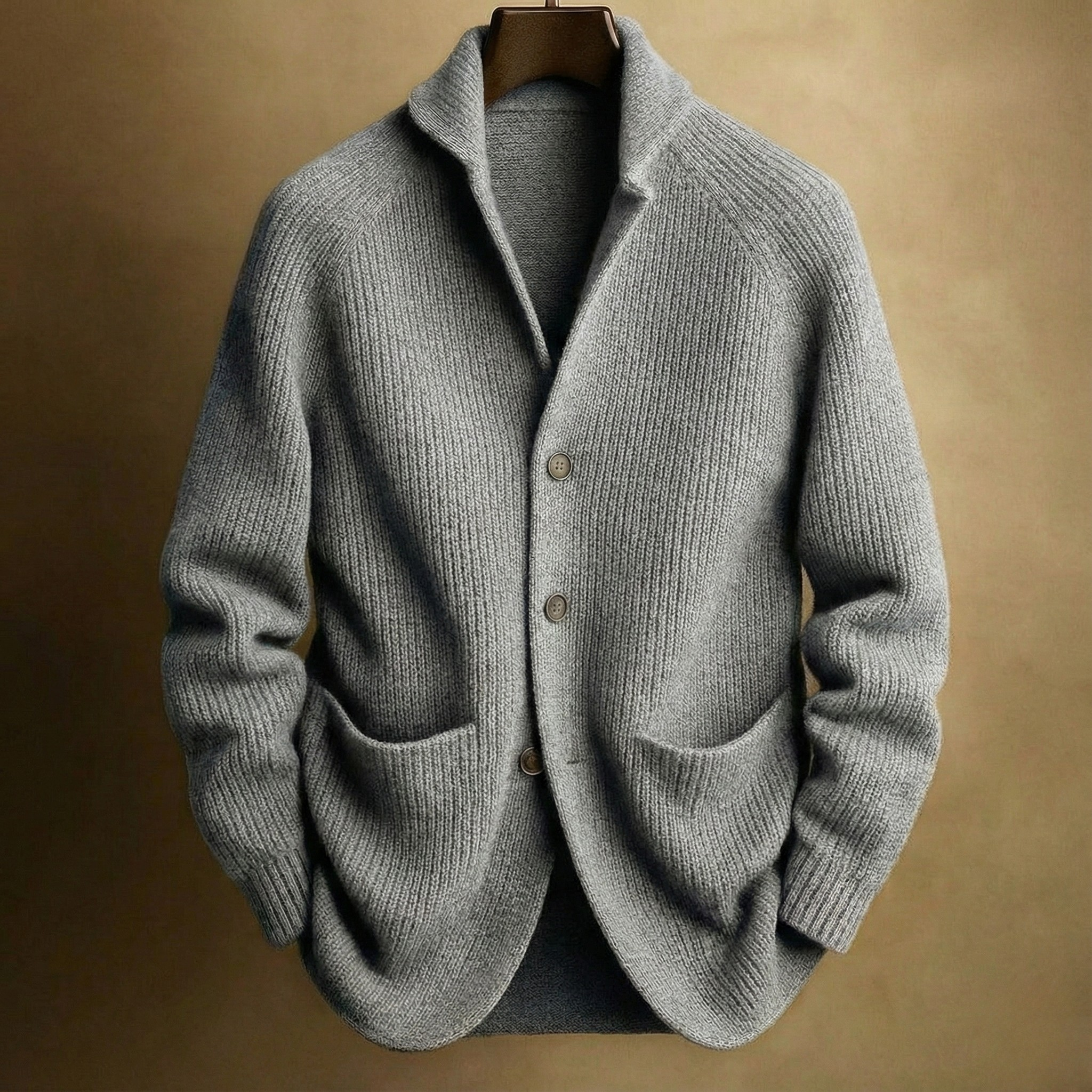 Men's Lightweight Ribbed Wool Cardigan