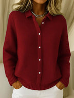 Harlow Collared Ribbed Knit Cardigan