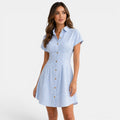 Grace | Elegant Pinstripe Midi Shirt Dress