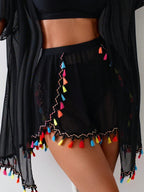 Women's 4-Piece Bikini Set – Cover-Up Shirt, Shorts