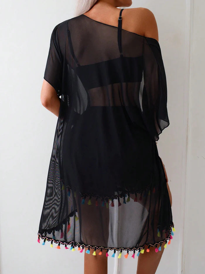 Women's 4-Piece Bikini Set – Cover-Up Shirt, Shorts