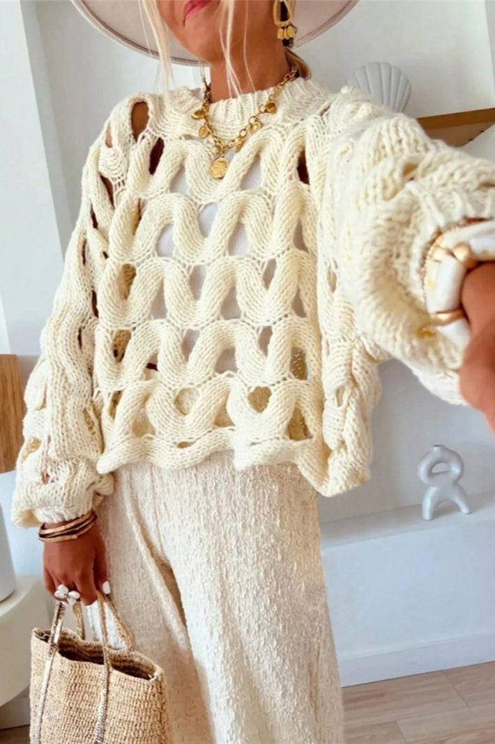 Women's Crochet Jumper – Loose Fit
