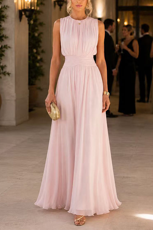 Ella | Fitted Crew Neck Maxi Dress with Back Zipper