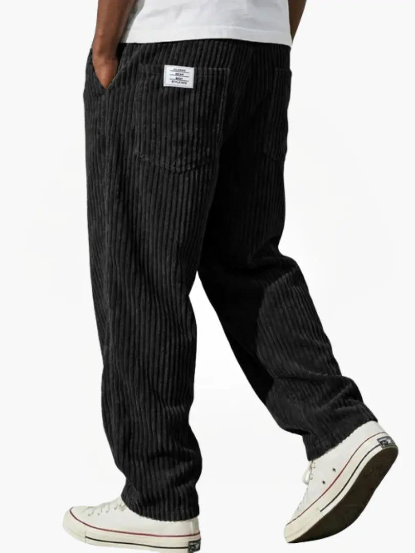 Men's Corduroy Straight Leg Trousers – Elastic Waist
