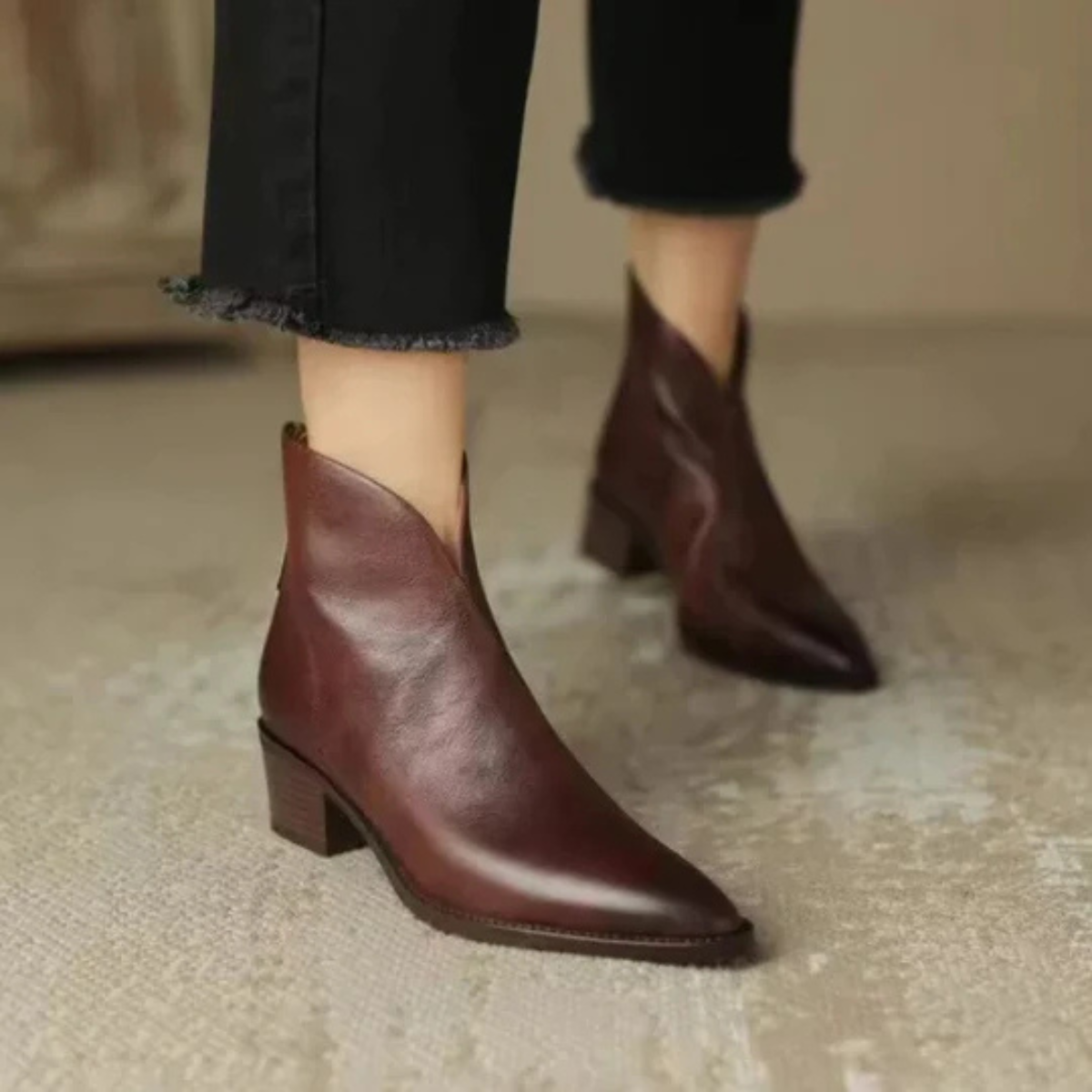 Camille Luxury Ankle Boots with Low Heels