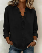 Ruffled blouse with a V-neck