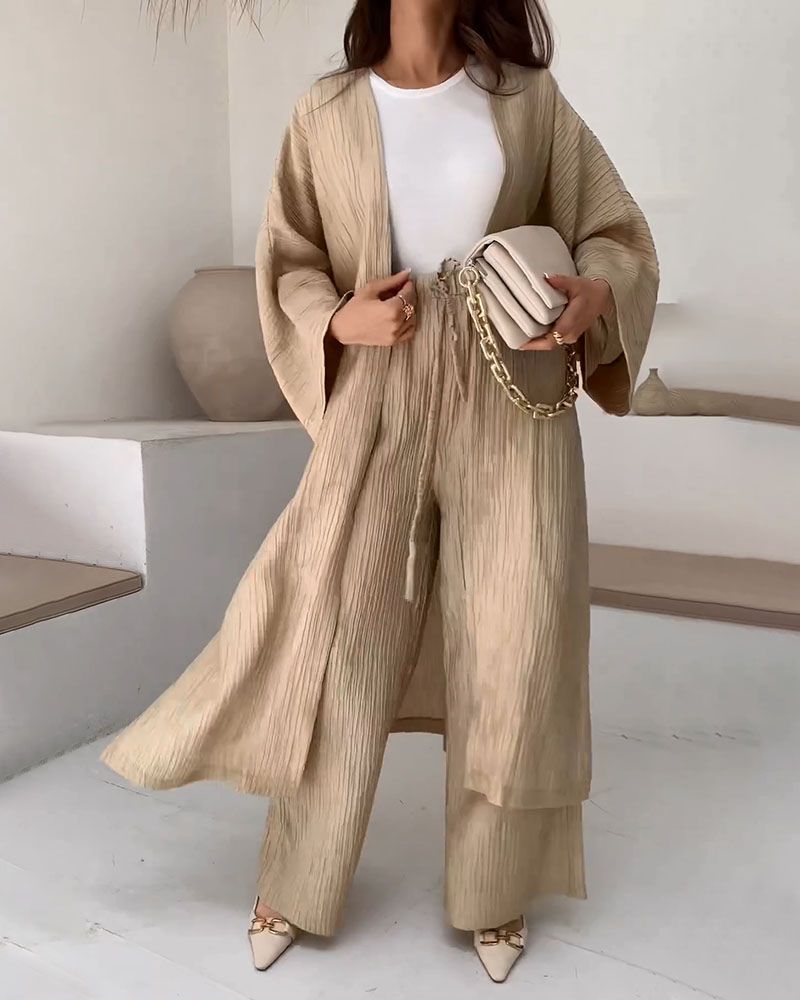 Florence | Chic Textured Longline Trouser Set