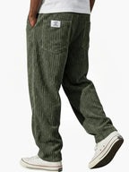 Men's Corduroy Straight Leg Trousers – Elastic Waist