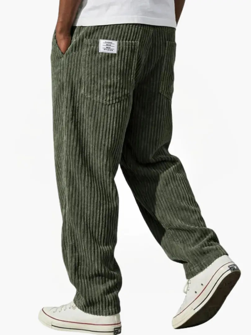 Men's Corduroy Straight Leg Trousers – Elastic Waist