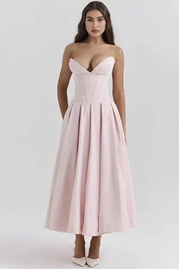 Laarni Off Shoulder Corset Midi Dress
