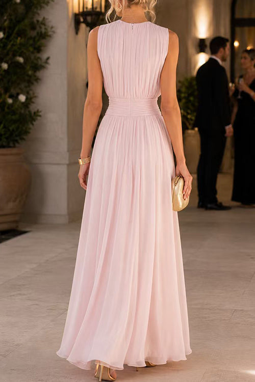 Ella | Fitted Crew Neck Maxi Dress with Back Zipper