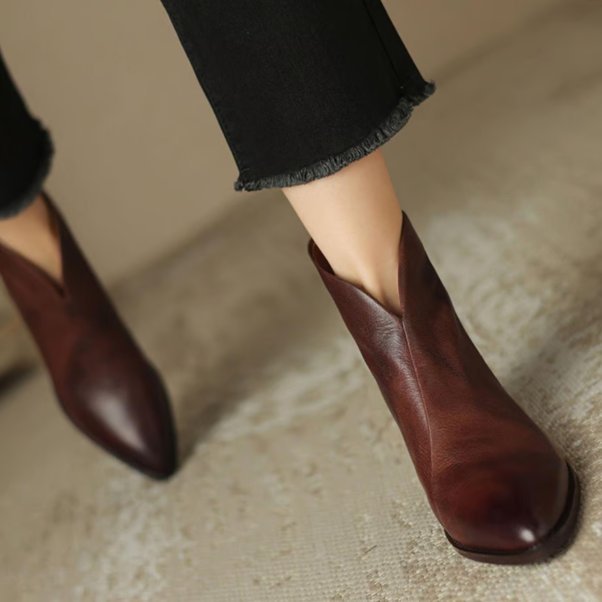 Camille Luxury Ankle Boots with Low Heels