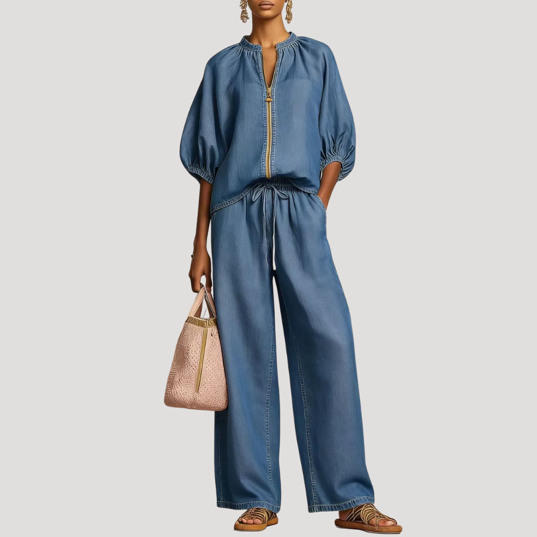 Women's Puff Sleeve Linen Set