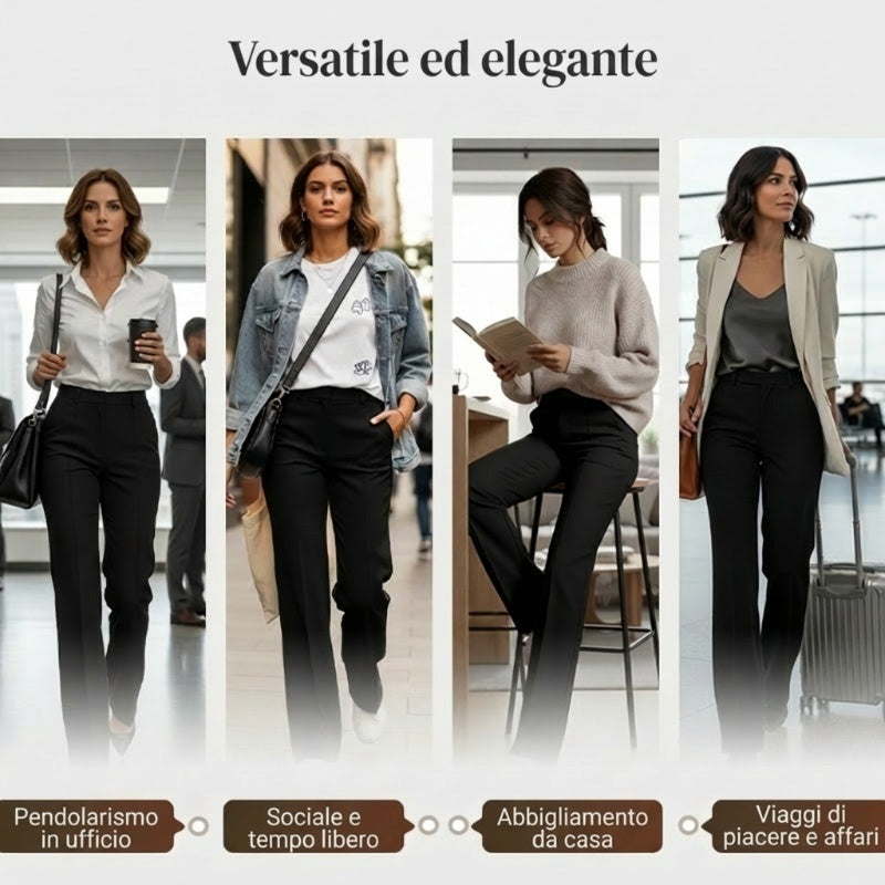 High-waisted women's trousers, flowing and elegant