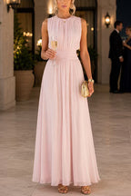 Ella | Fitted Crew Neck Maxi Dress with Back Zipper