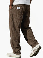 Men's Corduroy Straight Leg Trousers – Elastic Waist