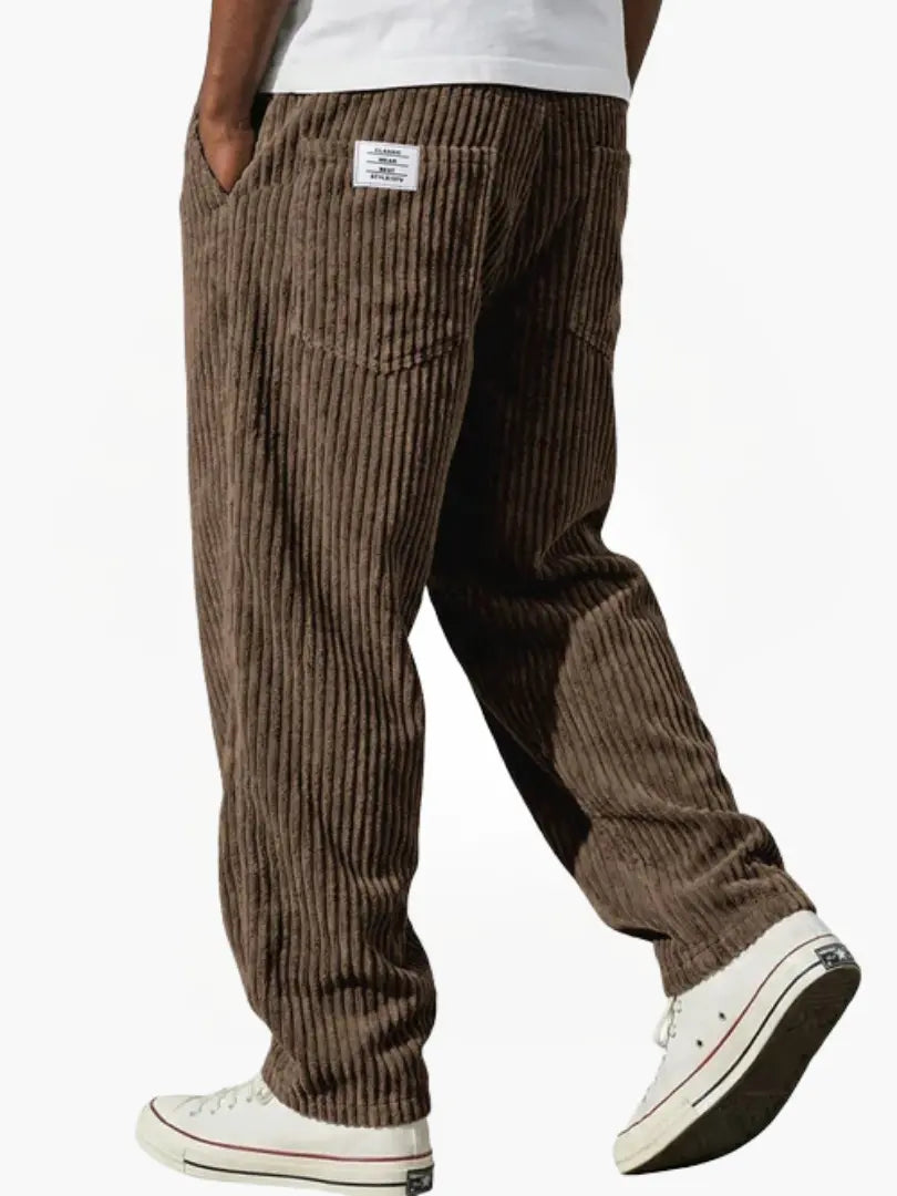 Men's Corduroy Straight Leg Trousers – Elastic Waist