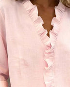 Ruffled blouse with a V-neck