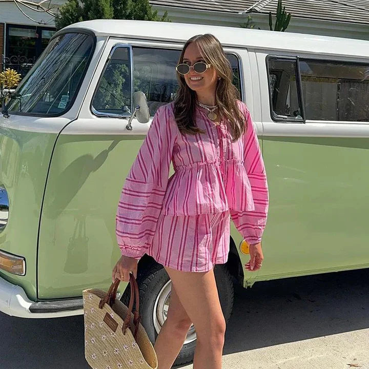Alicante Pink Striped Beach Set
