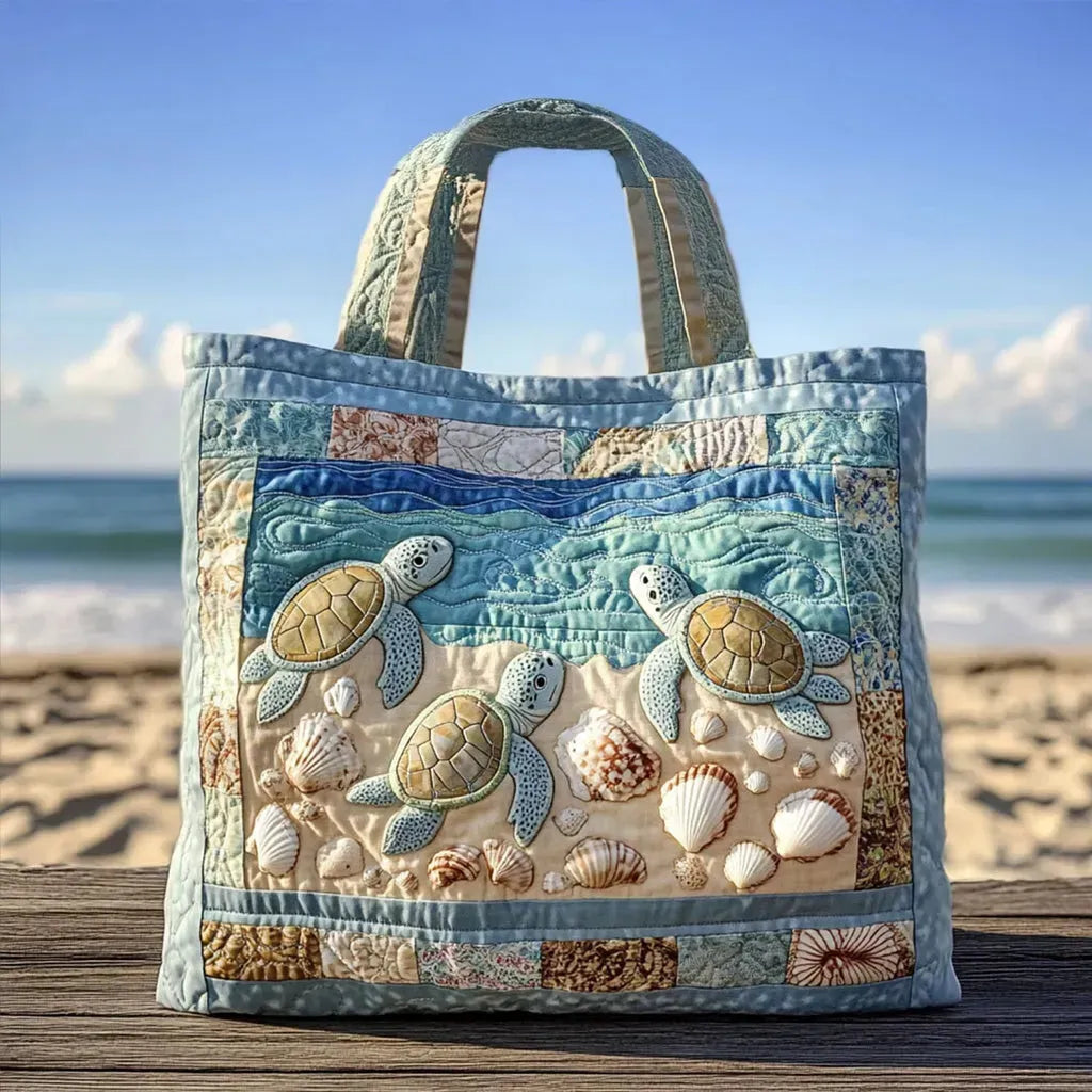 Artisanal Lined Tote Bag Turtle