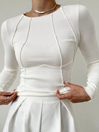 Women's Piping Long Sleeve Crew Neck Top