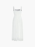Marie A-Line Midi Dress – Square Neck, Fitted