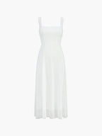 Marie A-Line Midi Dress – Square Neck, Fitted