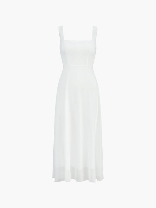 Marie A-Line Midi Dress – Square Neck, Fitted