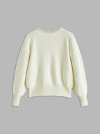 Women's Pearl Trim Ripped Hem Cardigan