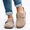 Women's Suede Buckle Strap Slip-On Loafers