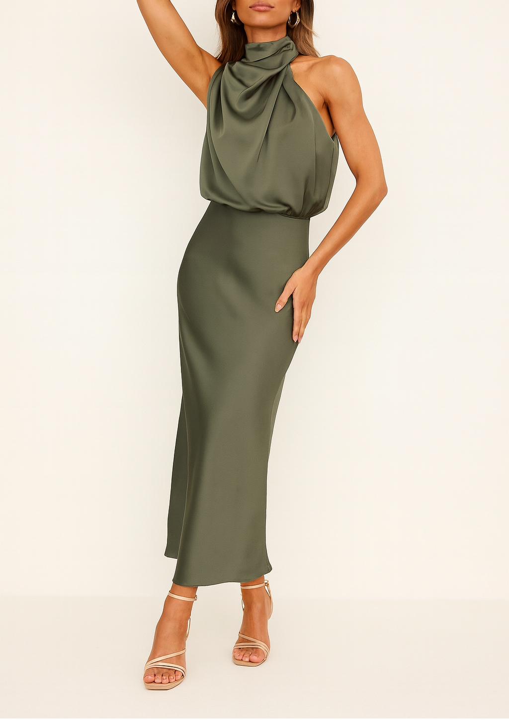 Elegant Benthe Satin Midi Dress